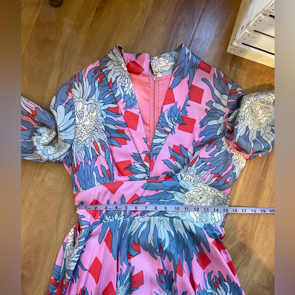 Outrageously Gorgeous Vintage Floral Print Maxi Dress Belted Gown, Size Medium - Picture 10 of 16